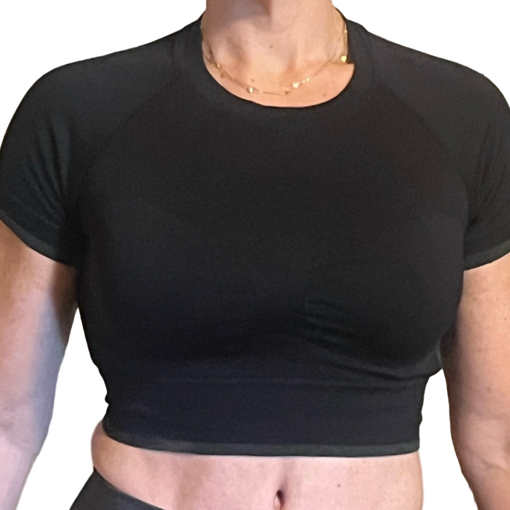 Abercrombie & Fitch Black Short Sleeve Athletic Crop Top